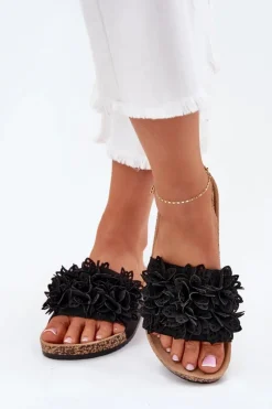 Clearance Klapki Damskie Na Korkowej Platformie Czarne Elirna Damskie Klapki Korkowe|Klapki Na Platformie