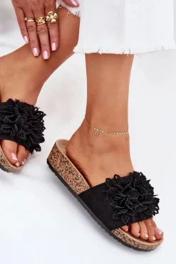 Clearance Klapki Damskie Na Korkowej Platformie Czarne Elirna Damskie Klapki Korkowe|Klapki Na Platformie