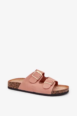 Clearance Klapki Damskie Na Korkowej Platformie Ze Złotymi Klamrami Różowe Lisavionea Damskie Klapki Korkowe|Klapki Damskie Klasyczne