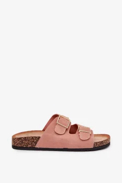 Clearance Klapki Damskie Na Korkowej Platformie Ze Złotymi Klamrami Różowe Lisavionea Damskie Klapki Korkowe|Klapki Damskie Klasyczne
