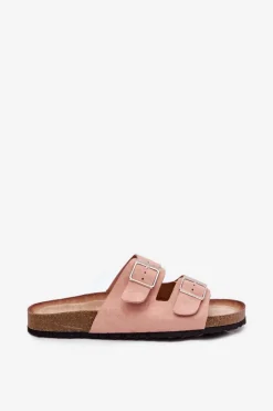 Best Klapki Damskie Na Korkowej Platformie Klamry Różowe Evisolla Damskie Klapki Korkowe|Klapki Na Platformie