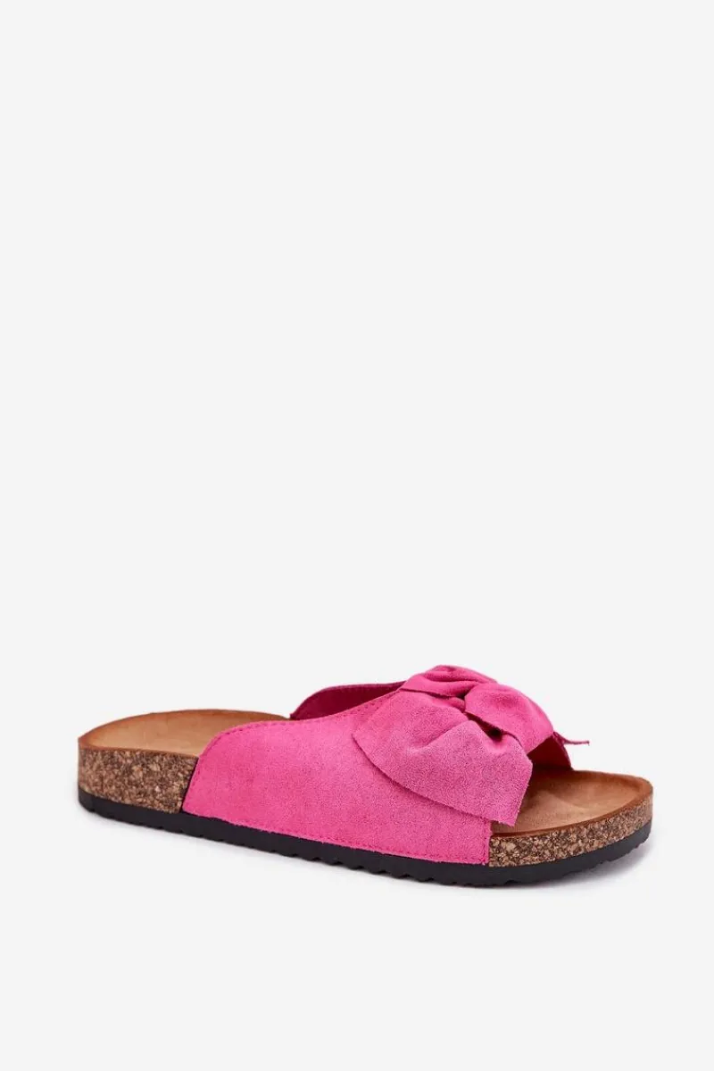 Clearance Klapki Damskie Na Korkowej Podeszwie Kokardką Fuksja Seressa Damskie Klapki Korkowe|Klapki Na Platformie