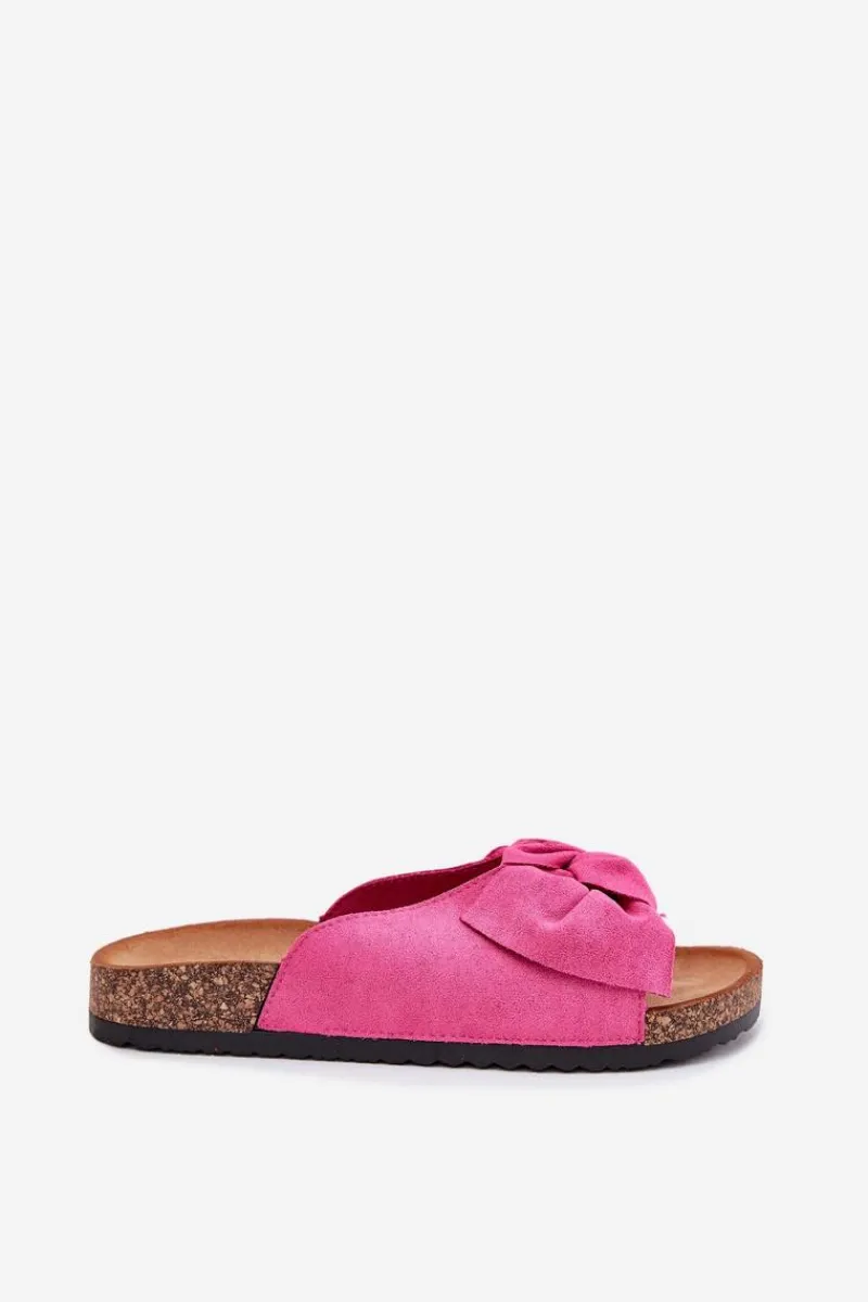 Clearance Klapki Damskie Na Korkowej Podeszwie Kokardką Fuksja Seressa Damskie Klapki Korkowe|Klapki Na Platformie