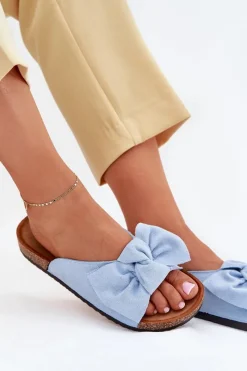 Klapki Korkowe|Klapki Na Platformie></noscript>Boto Klapki Damskie Na Korkowej Podeszwie Kokardką e Seressa Niebieski