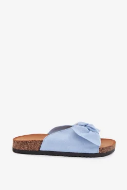 Klapki Korkowe|Klapki Na Platformie></noscript>Boto Klapki Damskie Na Korkowej Podeszwie Kokardką e Seressa Niebieski