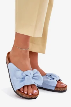 Klapki Korkowe|Klapki Na Platformie></noscript>Boto Klapki Damskie Na Korkowej Podeszwie Kokardką e Seressa Niebieski