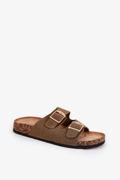 Sale Klapki Damskie Na Korkowej Platformie Ze Złotymi Klamrami Zielone Lisavionea Damskie Klapki Korkowe|Klapki Damskie Klasyczne