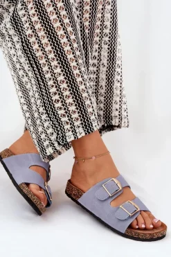 Outlet Klapki Damskie Na Korkowej Platformie Ze Złotymi Klamrami e Lisavionea Damskie Klapki Korkowe|Klapki Damskie Klasyczne