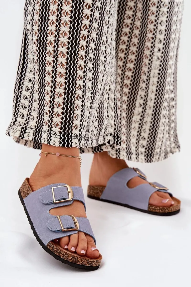 Outlet Klapki Damskie Na Korkowej Platformie Ze Złotymi Klamrami e Lisavionea Damskie Klapki Korkowe|Klapki Damskie Klasyczne