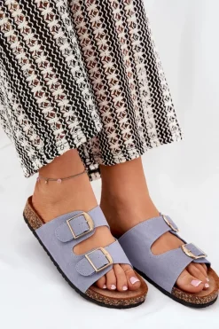 Outlet Klapki Damskie Na Korkowej Platformie Ze Złotymi Klamrami e Lisavionea Damskie Klapki Korkowe|Klapki Damskie Klasyczne