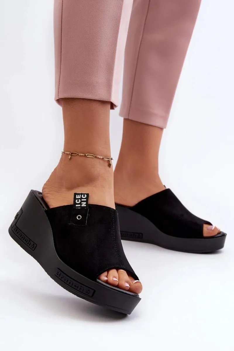 Klapki Damskie Na Koturnie Czarne Vleni Damskie Klapki Na Koturnie|Klapki Damskie Klasyczne