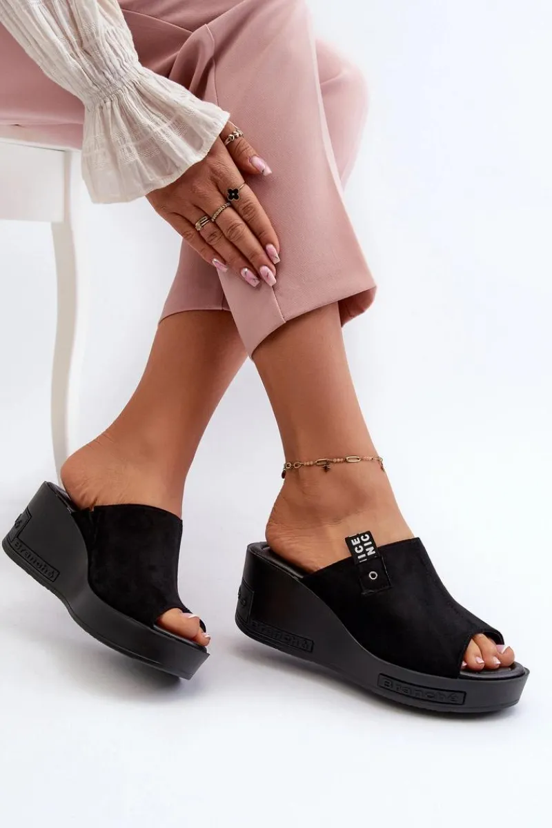 Klapki Damskie Na Koturnie Czarne Vleni Damskie Klapki Na Koturnie|Klapki Damskie Klasyczne