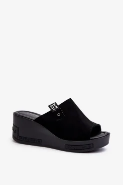 Klapki Damskie Na Koturnie Czarne Vleni Damskie Klapki Na Koturnie|Klapki Damskie Klasyczne