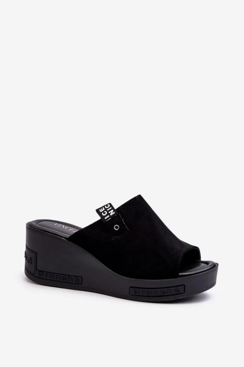 Klapki Damskie Na Koturnie Czarne Vleni Damskie Klapki Na Koturnie|Klapki Damskie Klasyczne