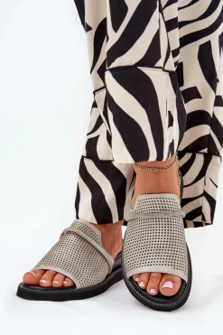 Klapki Na Koturnie|Klapki Na Platformie>Boto Klapki Damskie Na Koturnie Z Ozdobnym Paseczkiem Srebrne Teriwes Srebrny