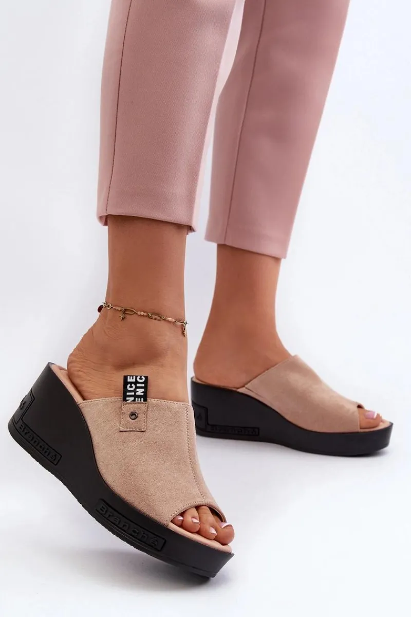 Klapki Na Koturnie|Klapki Damskie Klasyczne>Buty damskie Vinceza Klapki Damskie Na Koturnie Beżowe Vleni