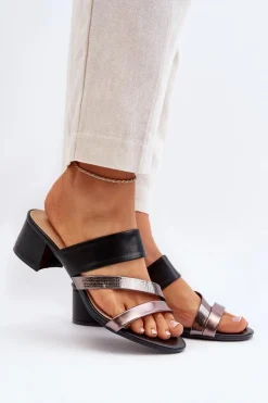 Klapki Na Obcasie|Klapki Damskie Klasyczne>Boto Klapki Damskie Na Niskim Obcasie Czarne Rosila