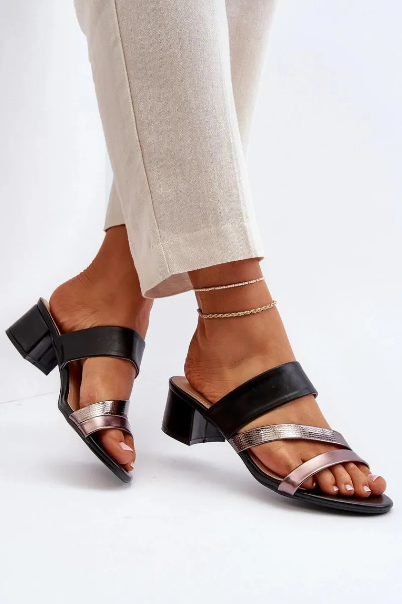 Klapki Na Obcasie|Klapki Damskie Klasyczne>Boto Klapki Damskie Na Niskim Obcasie Czarne Rosila