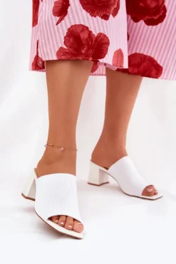 Klapki Na Obcasie|Klapki Damskie Klasyczne>Boto Klapki Damskie Na Obcasie Typu Słupek Białe Wenilan