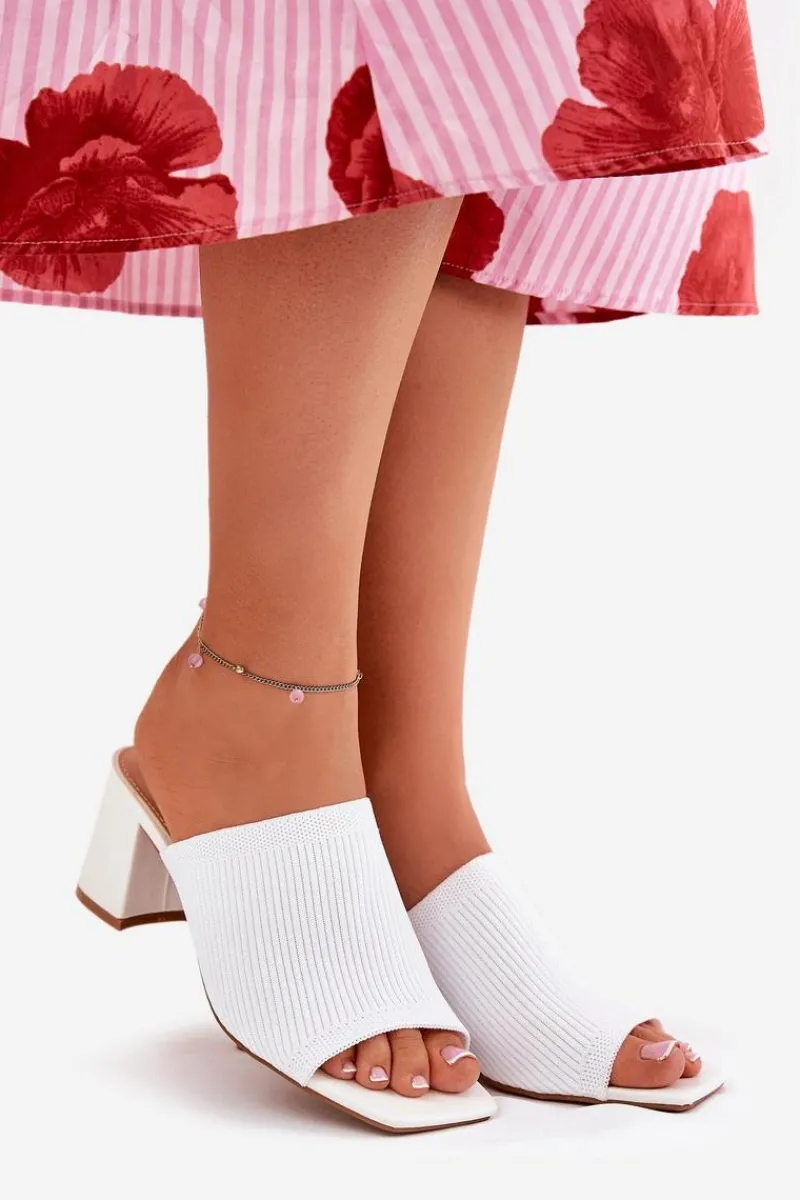 Klapki Na Obcasie|Klapki Damskie Klasyczne>Boto Klapki Damskie Na Obcasie Typu Słupek Białe Wenilan