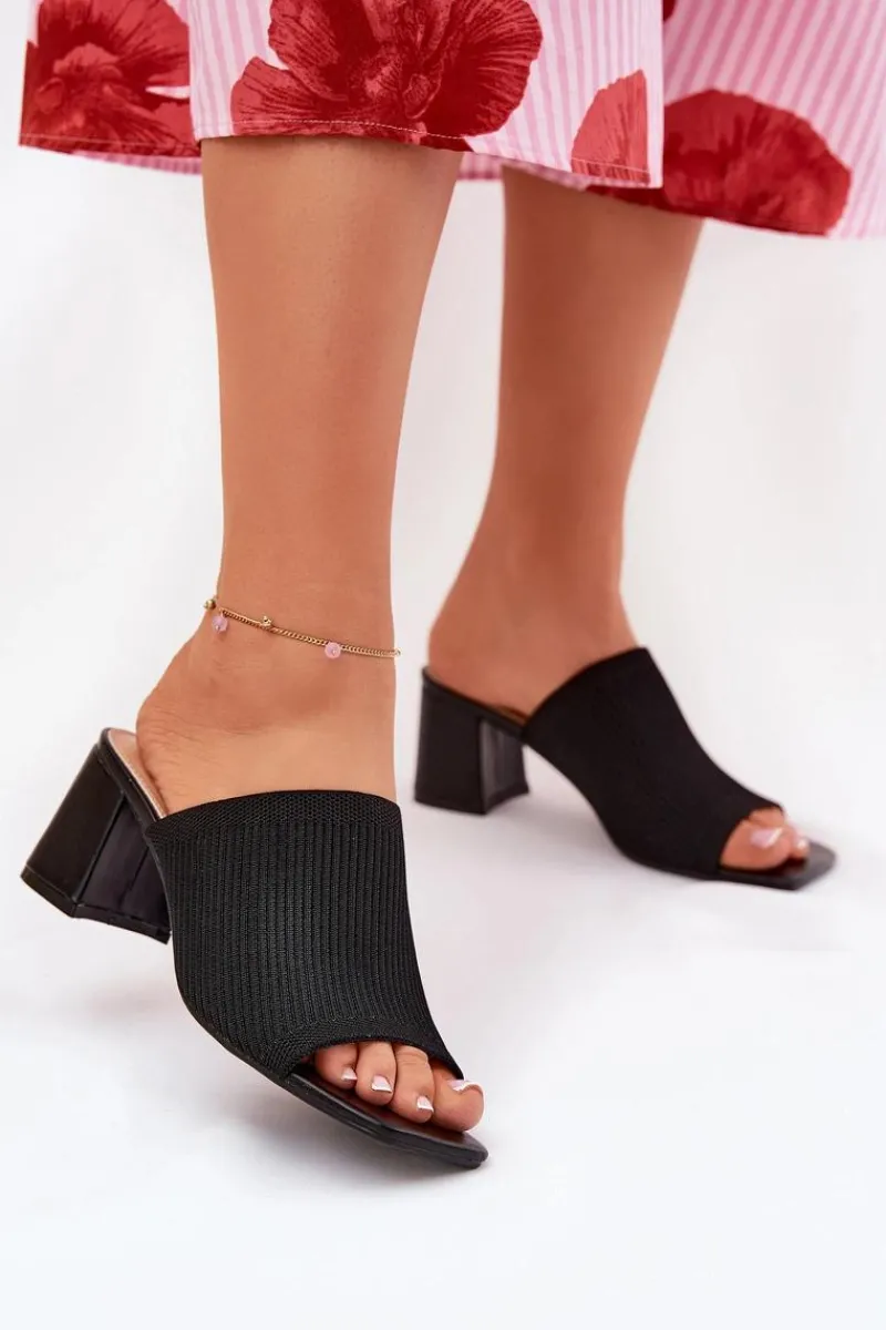 Klapki Na Obcasie|Klapki Damskie Klasyczne>Boto Klapki Damskie Na Obcasie Typu Słupek Czarne Wenilan