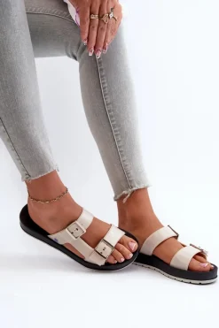 Klapki Damskie Klasyczne>ZAXY Klapki Damskie Na Płaskiej Podeszwie LL285072 Jasnobeżowe Beżowy