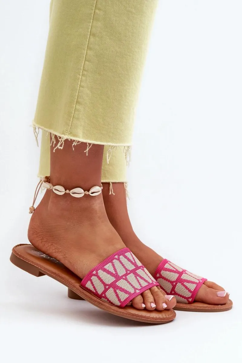 Sale Klapki Damskie Na Płaskim Obcasie Fuksja Traivea Damskie Klapki Damskie Klasyczne