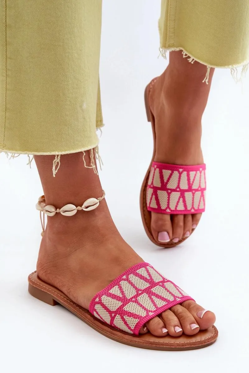 Sale Klapki Damskie Na Płaskim Obcasie Fuksja Traivea Damskie Klapki Damskie Klasyczne