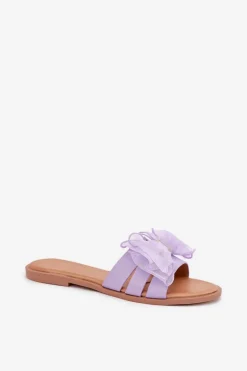 Online Boto Klapki Damskie Na Płaskim Obcasie Z Tiulową Kokardą Fioletowe Tanira Fioletowy