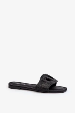 Outlet Klapki Damskie Na Płaskim Obcasie Czarne Dimrose Damskie Klapki Damskie Klasyczne