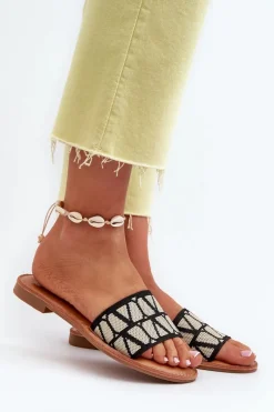 Klapki Damskie Klasyczne>Boto Klapki Damskie Na Płaskim Obcasie Czarne Traivea Czarny