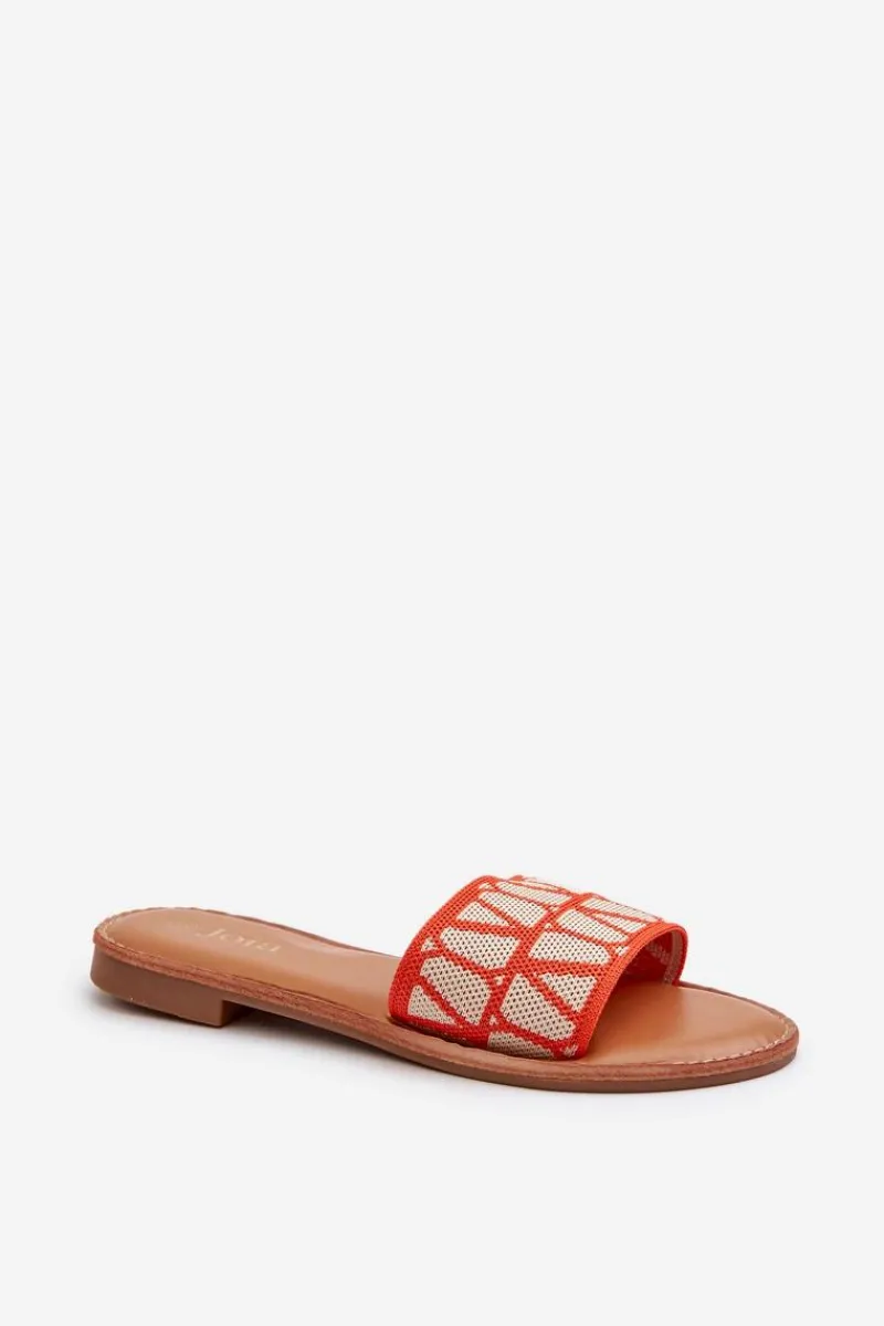 Klapki Damskie Klasyczne>Boto Klapki Damskie Na Płaskim Obcasie Pomarańczowe Traivea Pomarańczowy