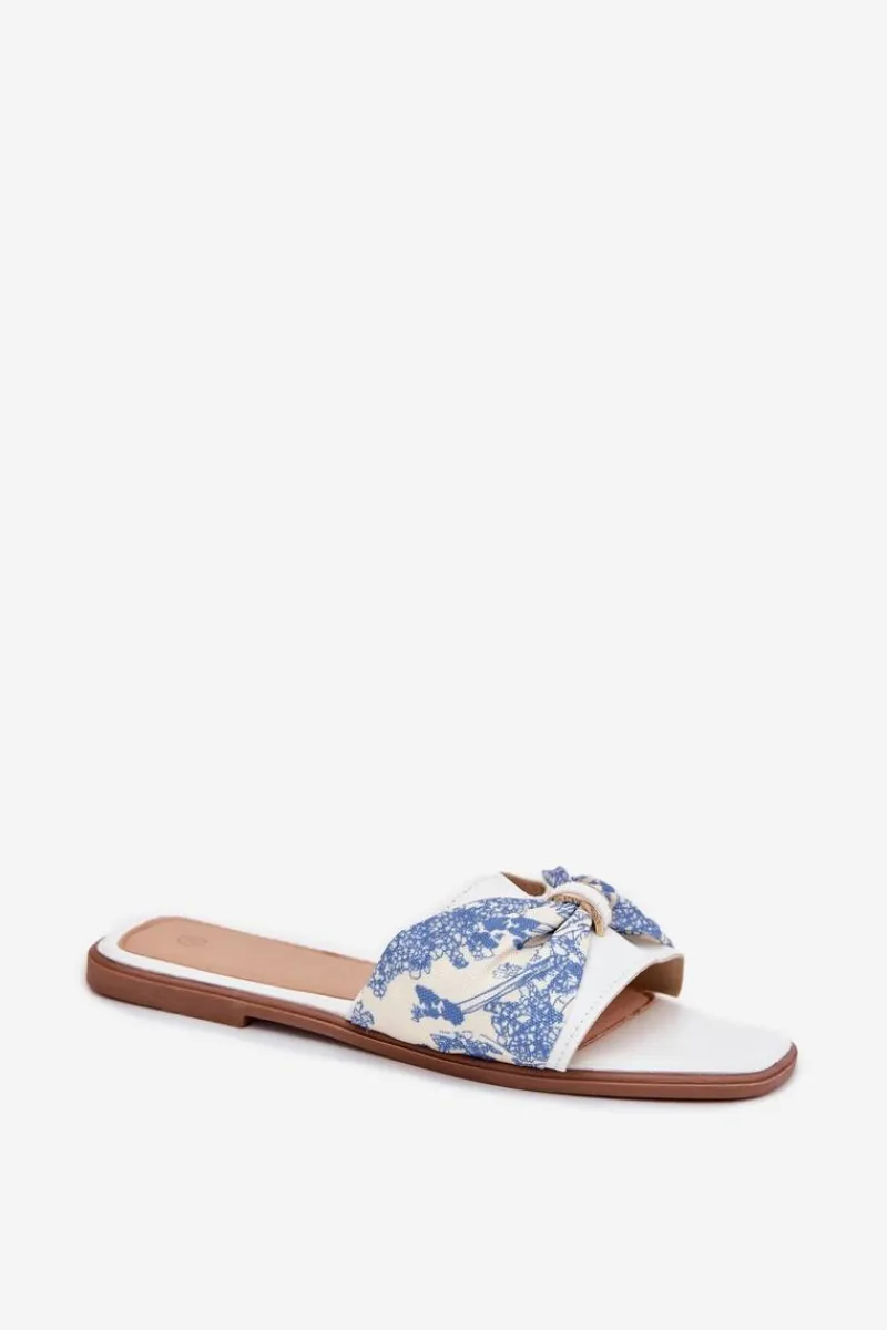 Online Boto Klapki Damskie Na Płaskim Obcasie Z Kokardą Białe Avenza Biały