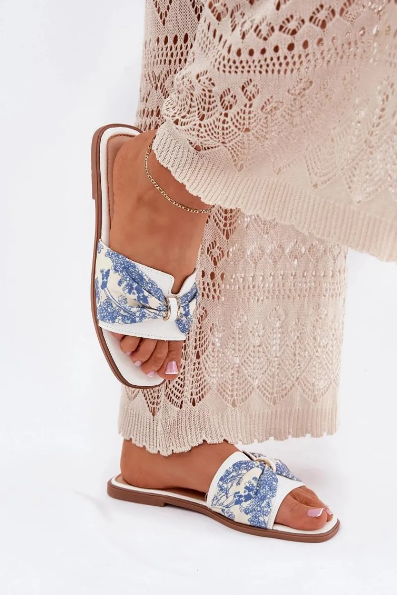 Online Boto Klapki Damskie Na Płaskim Obcasie Z Kokardą Białe Avenza Biały