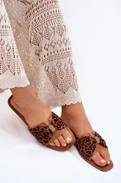 Discount Klapki Damskie Na Płaskim Obcasie Z Kokardą Camel Avenza Damskie Klapki Damskie Klasyczne