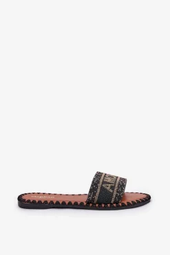 Boto Klapki Damskie Na Płaskim Obcasie Ze Zdobieniem Czarne Dorfedi Czarny