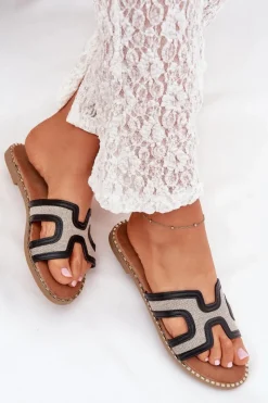 Discount Klapki Damskie Na Płaskim Obcasie Czarne Vereya Damskie Klapki Damskie Klasyczne