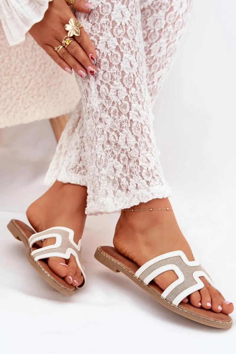 Clearance Boto Klapki Damskie Na Płaskim Obcasie Białe Vereya Biały