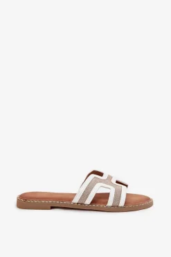 Clearance Boto Klapki Damskie Na Płaskim Obcasie Białe Vereya Biały