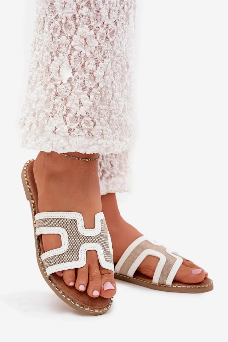 Clearance Boto Klapki Damskie Na Płaskim Obcasie Białe Vereya Biały