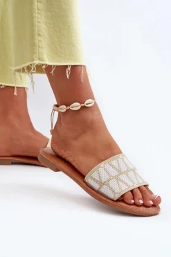 Sale Boto Klapki Damskie Na Płaskim Obcasie Beżowe Traivea