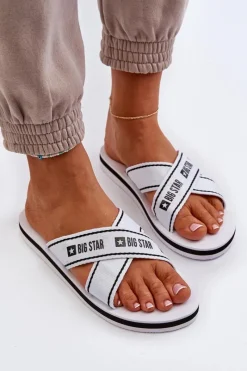 Outlet Big Star Shoes Klapki Damskie Na Piankowej Podeszwie Big Star NN274A509 Białe