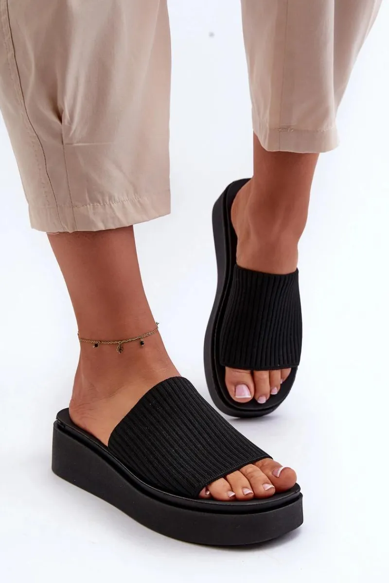 Online Klapki Damskie Na Platformie Sergio Leone SK083H Czarne Damskie Klapki Na Platformie|Klapki Damskie Klasyczne