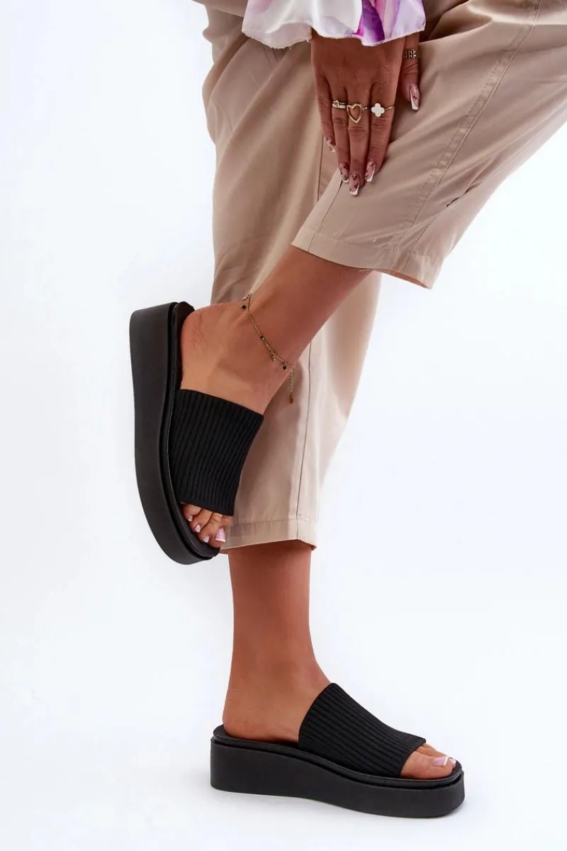 Online Klapki Damskie Na Platformie Sergio Leone SK083H Czarne Damskie Klapki Na Platformie|Klapki Damskie Klasyczne