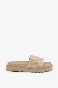 Hot Big Star Shoes Klapki Damskie Na Platformie Big Star RR274A542 Beżowe Beżowy