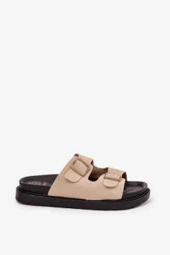 Best Klapki Damskie Na Platformie Z Klamrami Beżowe Simbes Damskie Klapki Na Platformie|Klapki Damskie Klasyczne