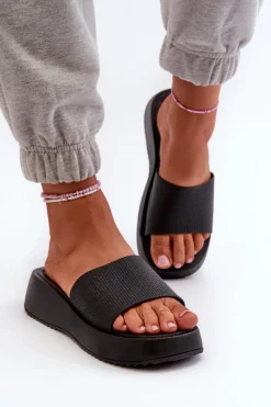 Sale Klapki Damskie Na Platformie I Koturnie Czarne Vimarils Damskie Klapki Na Koturnie|Klapki Na Platformie