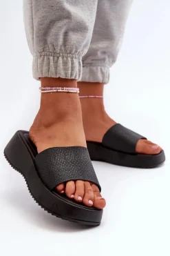 Sale Klapki Damskie Na Platformie I Koturnie Czarne Vimarils Damskie Klapki Na Koturnie|Klapki Na Platformie