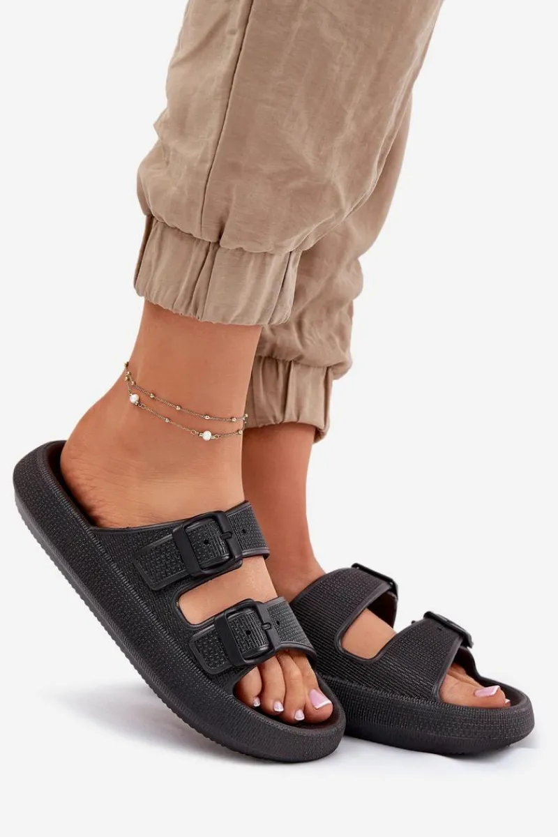 Klapki Basenowe|Klapki Na Platformie>Boto Klapki Damskie Na Platformie Z Klamrami Czarne Nitiana Czarny