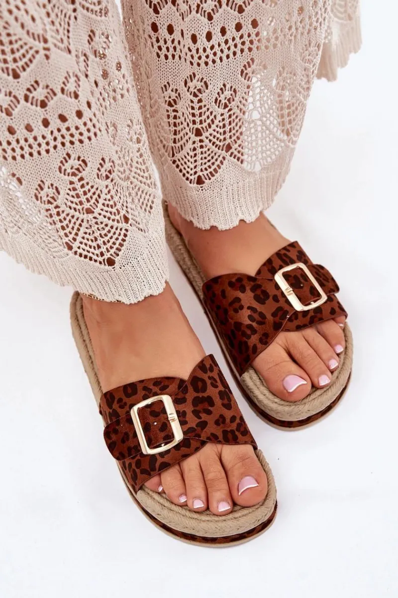 Best Klapki Damskie Na Platformie Ze Złotą Klamrą Panterka Selira Damskie Klapki Na Platformie|Klapki Damskie Klasyczne